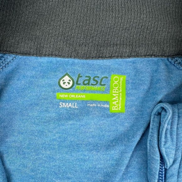 TASC 1/4 Zip Pullover Shirt Mens Small Blue Bamboo Lightweight Stretch Mock Neck - Picture 3 of 8